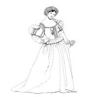 A coloring page of renaissance clothing